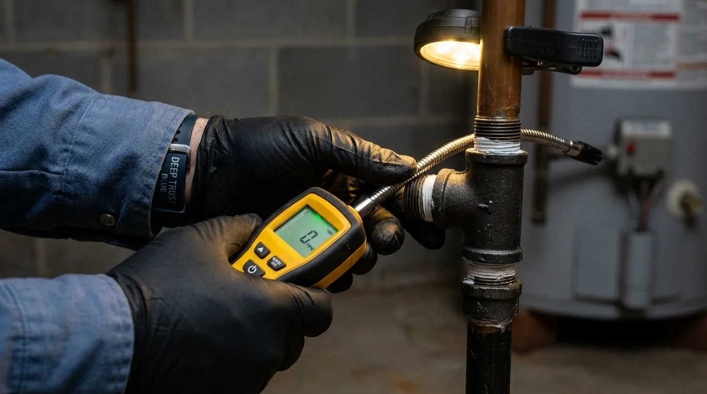 Gas leak detection with electronic sniffer by Johns Plumbing LLC in De Soto